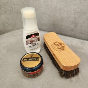 Shoe Care Set Red Polish Cream Meltonian Kiwi Brush Horsehair Whitener Sneakers